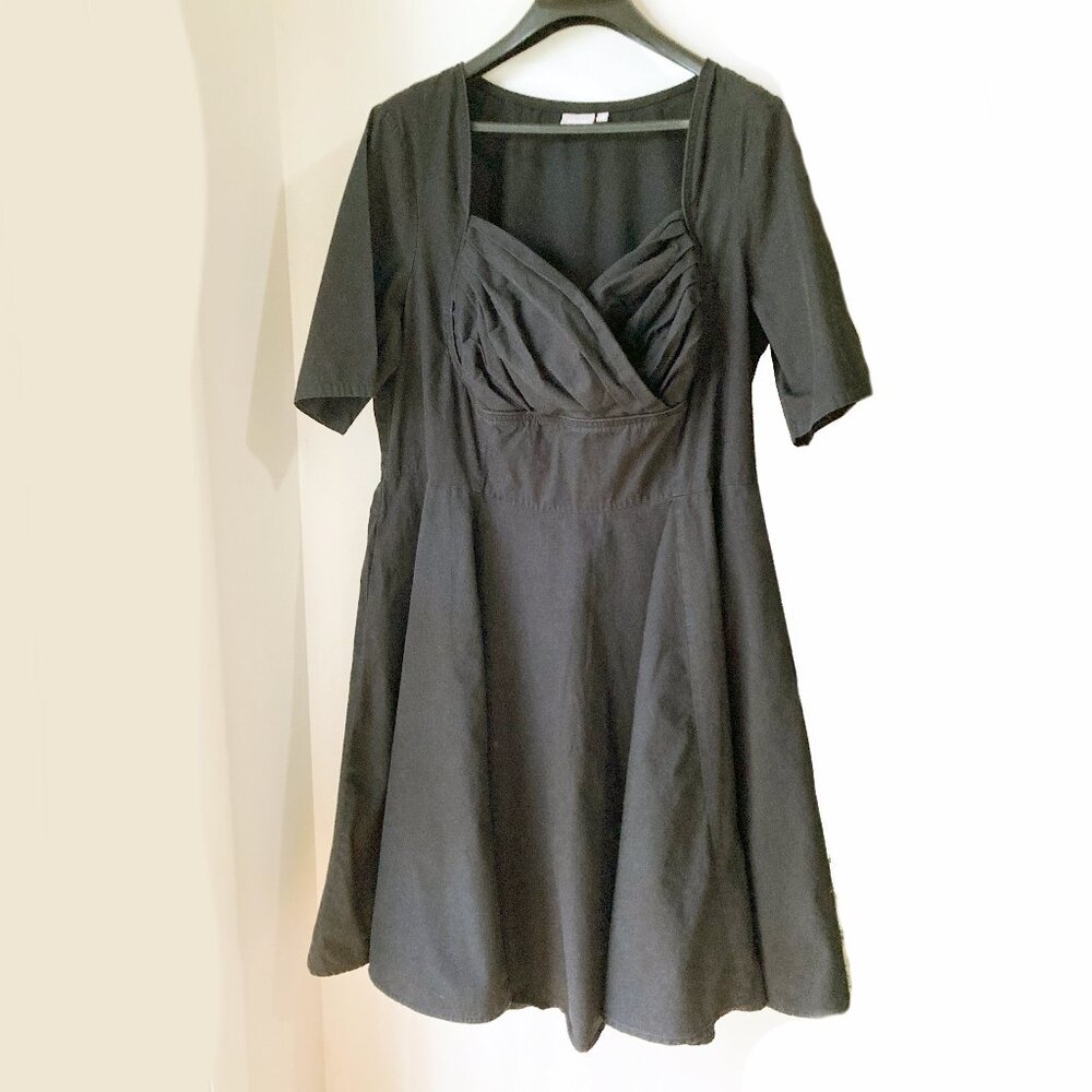 eShakti Havana Dress Black Sweetheart 3/4 Sleeve Cotton Jersey 24 Full Circle 3X